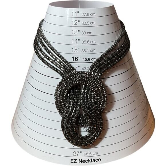 Multi-Strand Knot Statement Necklace By Express Gunmetal Tone - Picture 5 of 6